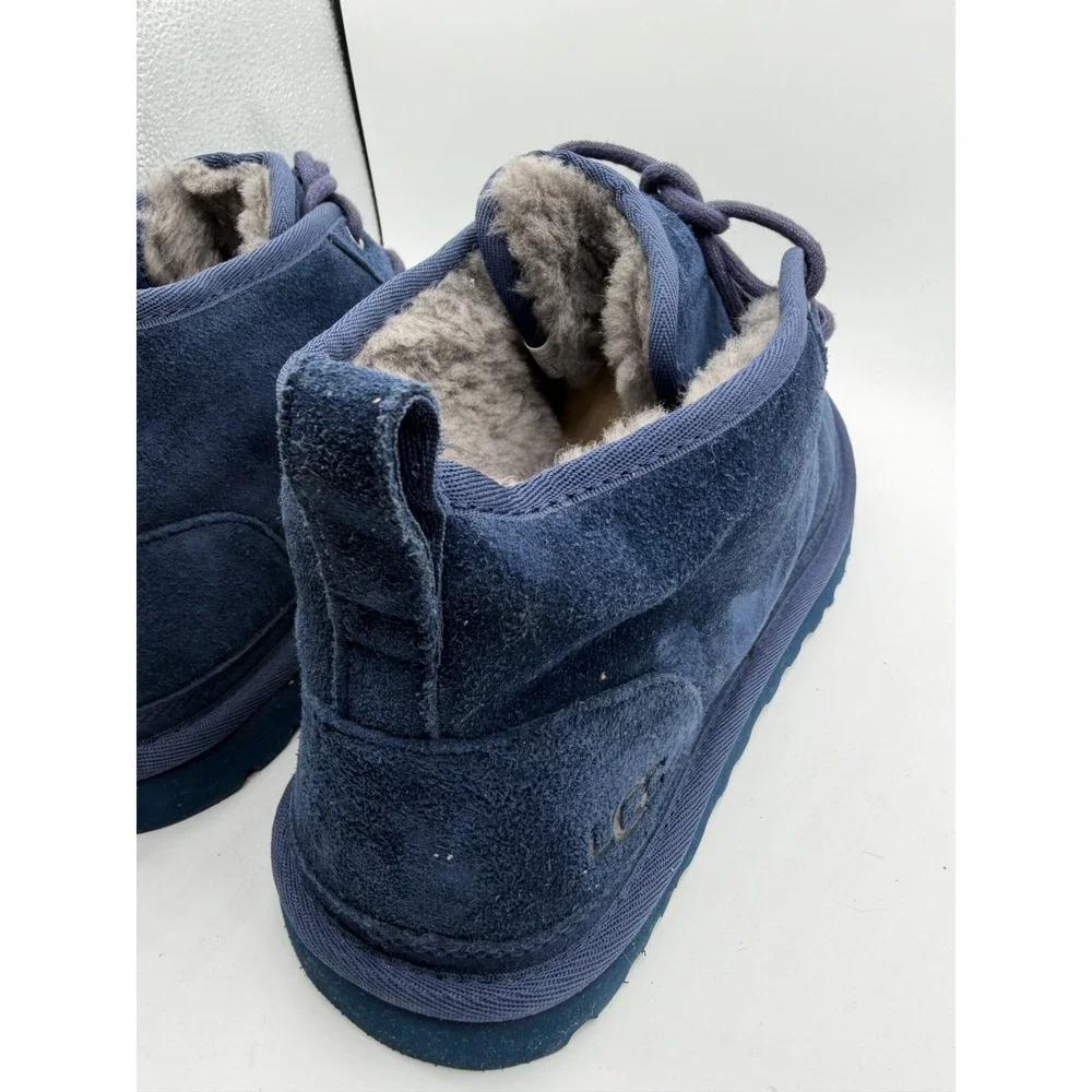 EUC UGG Neumel Shearling Winter Boots Navy Blue Lace Up‎ Chukka Size 12